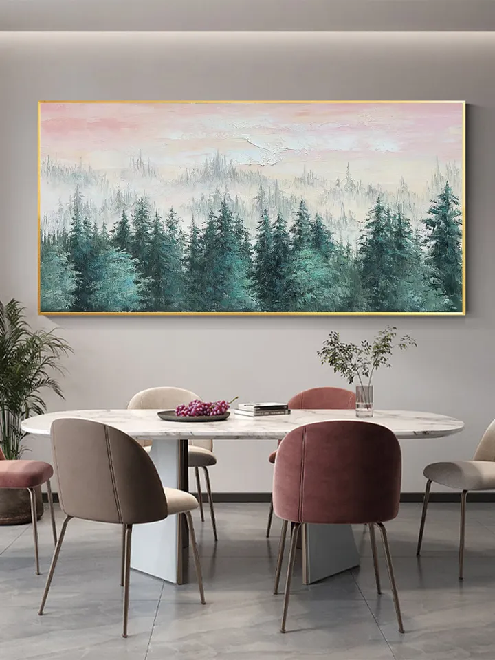 Large Original Forest Oil Painting On Canvas, Canvas Wall Art, Abstract Green Tree Painting, Boho Wall Decor, Custom Painting, Home Decor