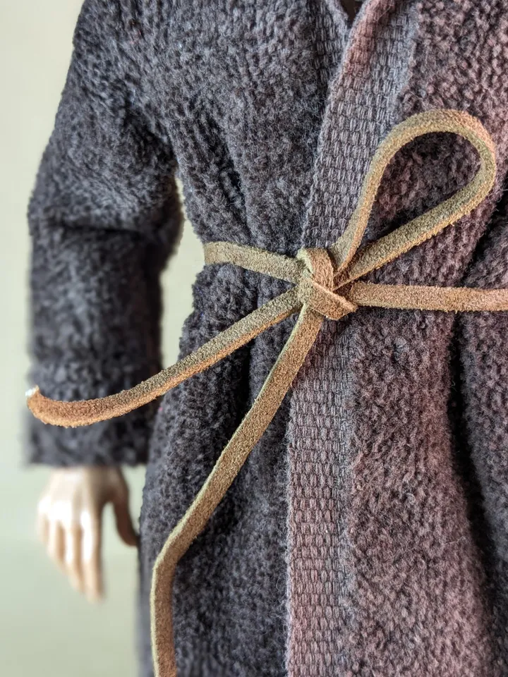 Brown terry bathrobe with a hood for 13 inch fashion male doll (FR Homme, Poppy Parker, Adonis)