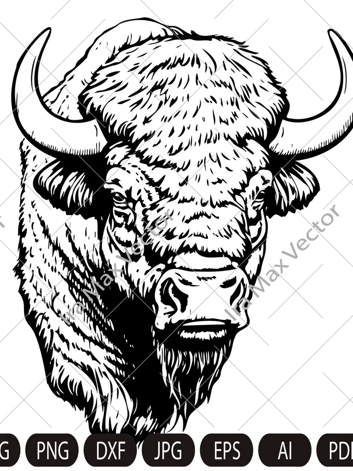 Buffalo Head , Bison svg, Buffalo Svg ,Buffalo face svg, Buffalo Cut Files , Buffalo logo, Buffalo Laser Engraving Files