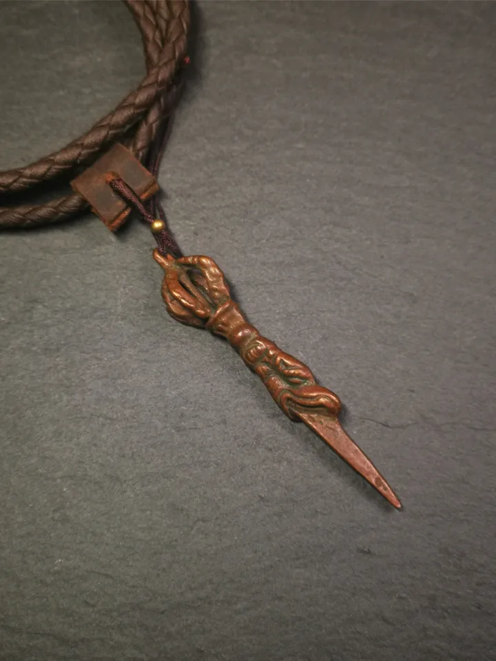 Gandhanra Antique Tibetan Amulet,Dragon Phurba,Kila(Dorje Phurba) , Trantic Buddhism Ritual Implement Pendant,Made of Copper,2.6"