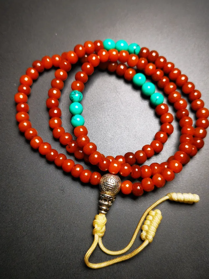 Gandhanra Hand-carved Tibetan Yak Bone Mala Beads Necklace,Small Prayer Beads Bracelet for Women