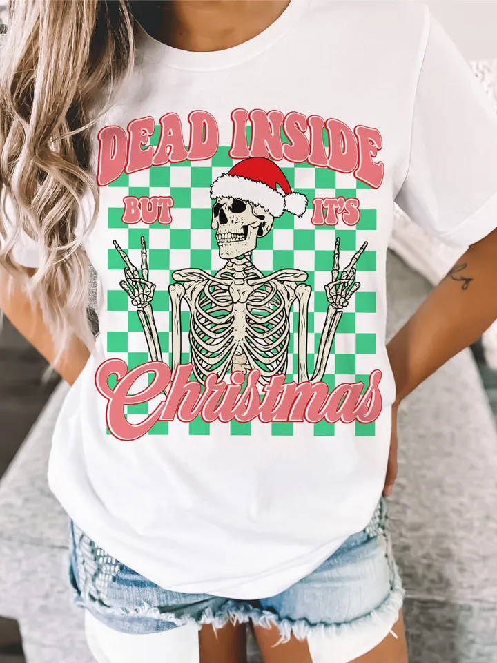 Dead Inside But It's Christmas PNG-Christmas Sublimation Digital Design Download-skeleton png, holidays png, santa claus png, funny png file