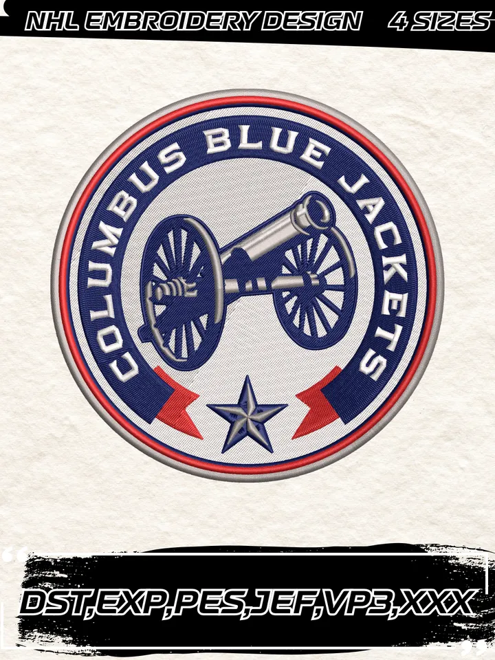 Columbus Blue Jackets Alternate Logo Embroidery Designs,NHL Logo Embroidery Files, Machine Embroidery Design File, 4 Sizes,Digital Download