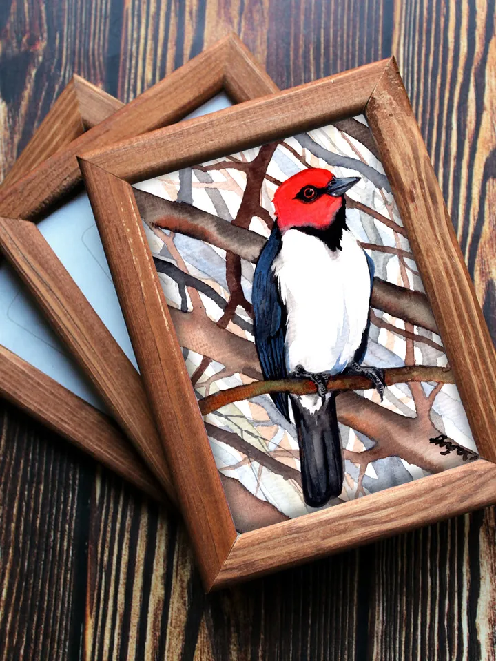 Woodpecker original watercolor, birds painting, handmade wall decor, 5x7 in art for bird lovers by Anne Gorywine