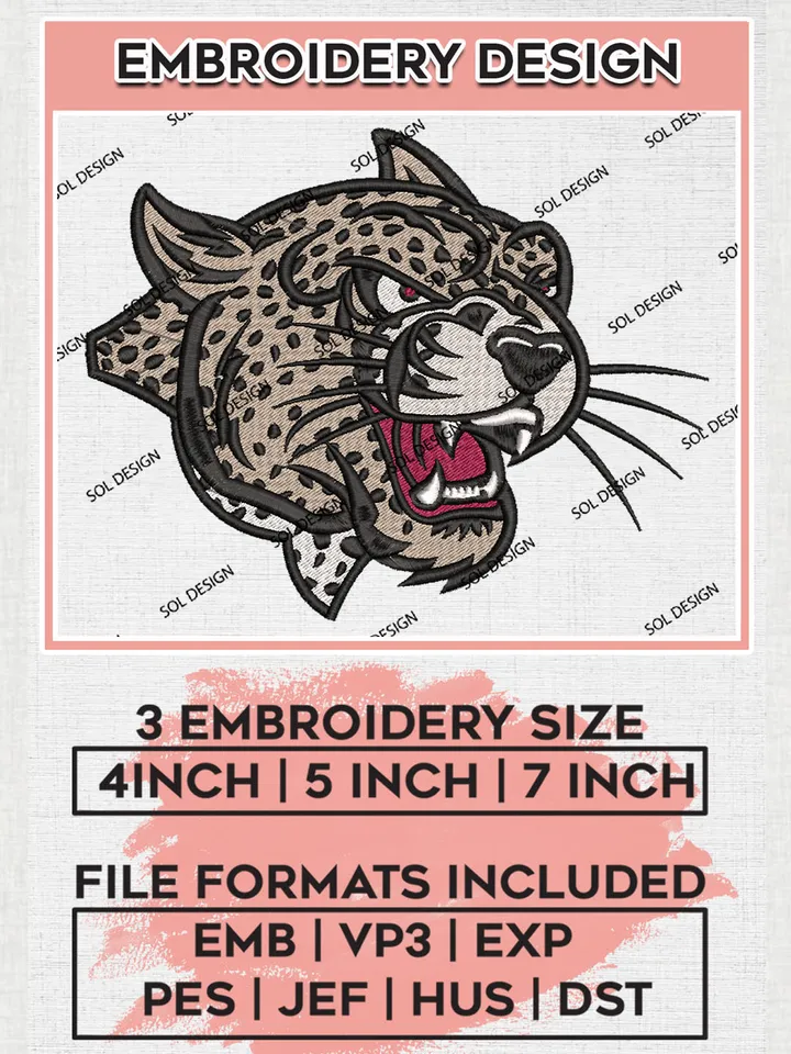 NCAA Lafayette College Team Head Mascot Logo Embroidery Design Files, NCAA Lafayette Leopards Machine Embroidery, NCAA Teams, 3 sizes, NCAA Machine embroidery designs, Digital Download