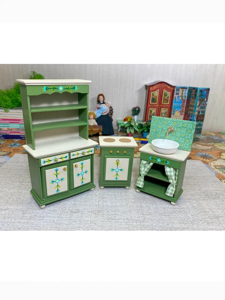 Kitchen furniture for a dollhouse. 1:12. Furniture for dolls. Dollhouse miniature.