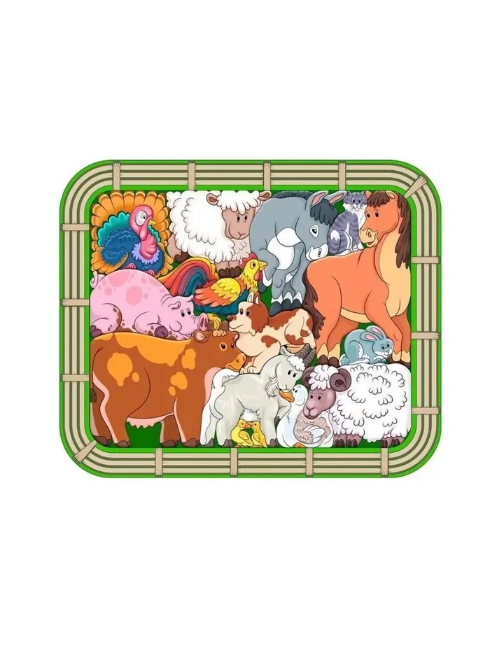 Wooden Puzzle - farm animals, Toddler Toys Age 2 3 4 5 year, Wood Montessori toy