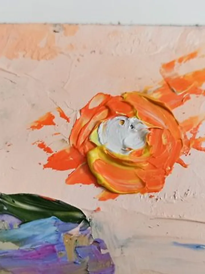California Poppy Painting Original Art Impasto Oil Painting landscapes Sea