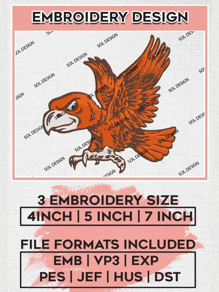 NCAA Bowling Green Falcons Team Mascot Logo Embroidery Design Files, NCAA Bowling Green Falcons Machine Embroidery, NCAA Teams, 3 sizes, NCAA Machine embroidery designs, Digital Download