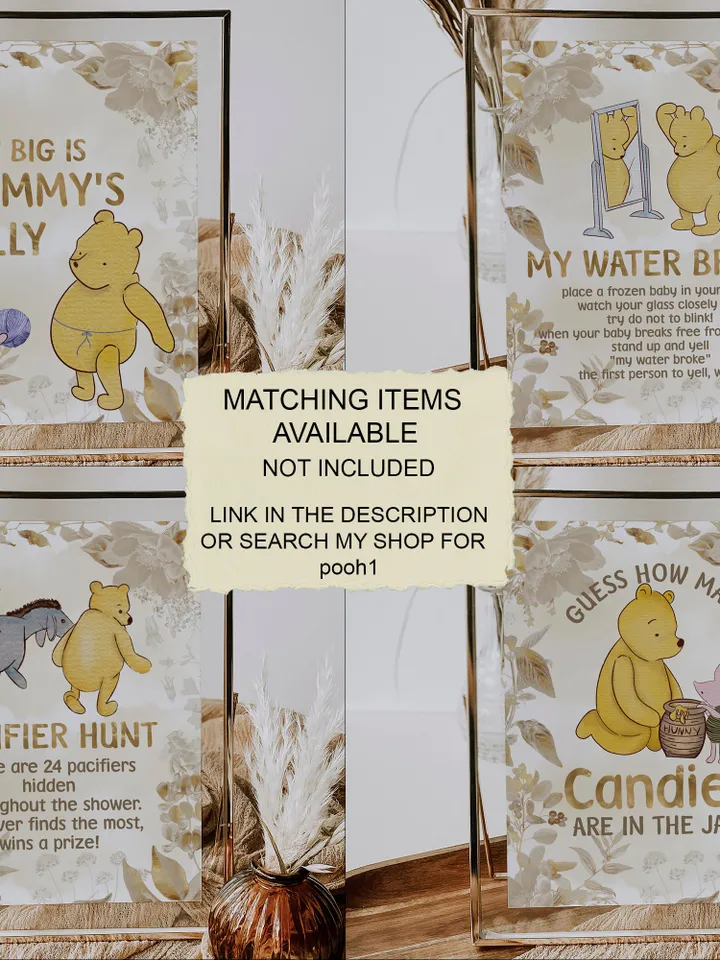 Classic Winnie Pooh Baby Shower Invitation Set; Neutral Baby Shower Template; Wizard Baby Shower Invite; Honey Bear Invite Winnie Pooh pooh1