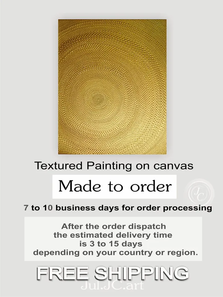 Gold Abstract Wall Art Glittery Golden Painting Doty Textured artwork | Abstract painting Golden Wall decor
