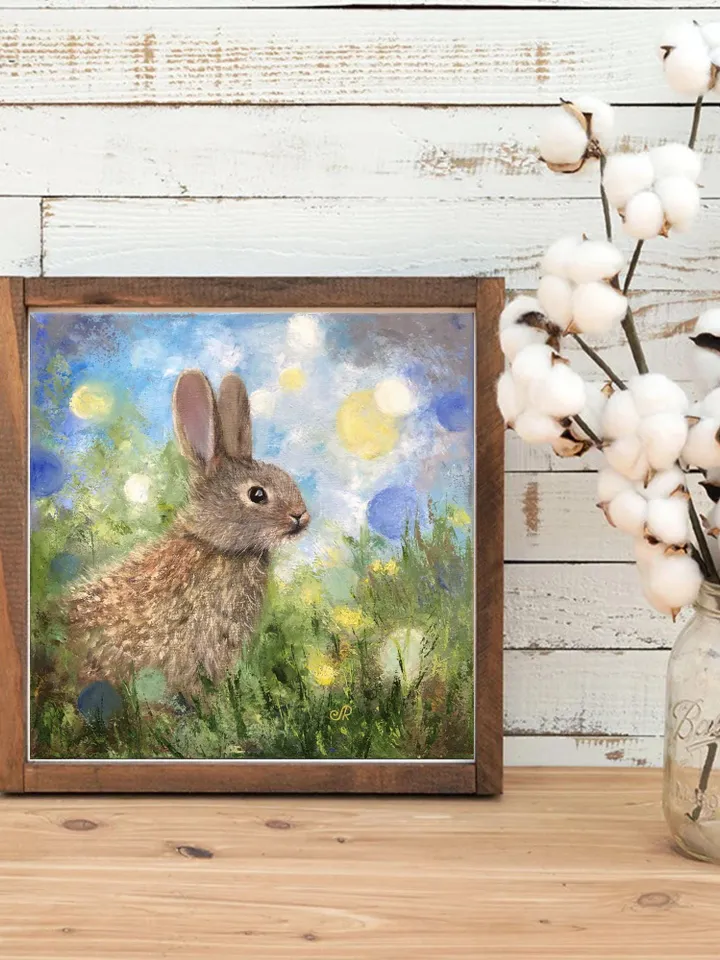 Rabbit Oil Painting Original Animal Painting Bunny Painting Hare Wall Art