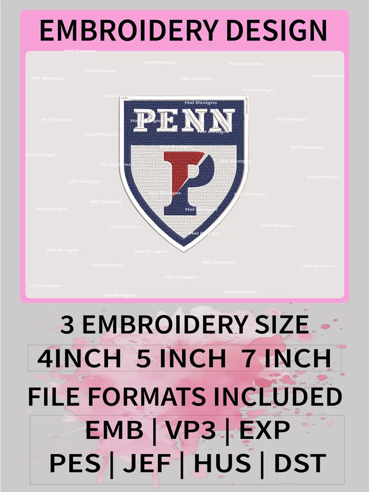 NCAA Pennsylvania Quakers Embroidery File, 3 Sizes, 6 Formats, NCAA Machine Embroidery Design, NCAA Logo, NCAA Teams