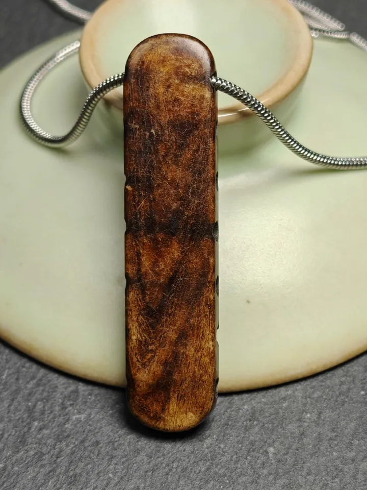 Mysterious Yak Bone Elephant Charm,Gandhanra Tibetan Buddhist Amulet Necklace,50 Years Old,51 × 12mm