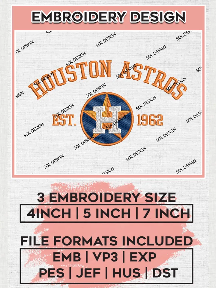 MLB Houston Astros Team Est Logo Embroidery Design, MLB Team Embroidery files, Houston Astros Baseball Team, Astros Team, Digital Download