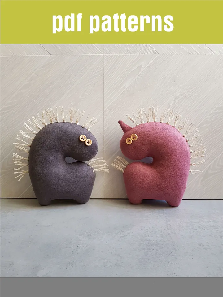 Stuffed animals sewing patterns PDF Unicorn and Horse, digital tutorial in English, rag dolls sewing diy