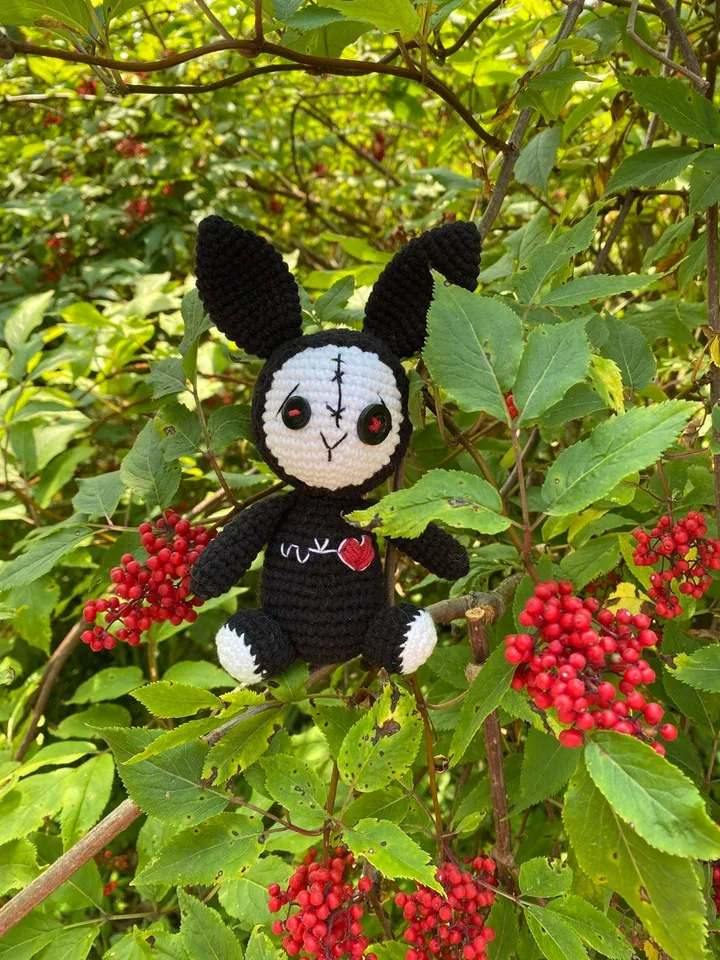 PDF Crochet small Voodoo Bunny Amigurumi Pattern button eyes, Crochet halloween Halloween Crochet Pattern Zombie pattern Monster toy pattern