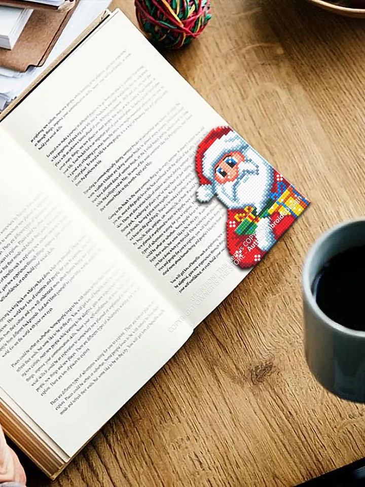 Christmas corner bookmark cross stitch pattern PDF download Santa cross stitch chart, Christmas bookmark pattern digital PDF, New year #B391