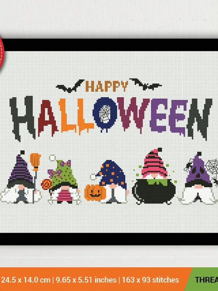 Halloween Gnomes Cross stitch pattern | Embroidery Pattern | Instant Download | Embroidery Designs