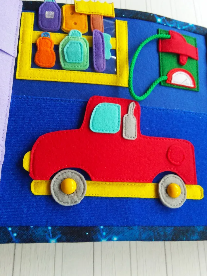 Transport Quiet book Pattern, Felt book pattern pdf, Soft montessori book tutorial, Busy book sewing ideas for kids 2, 3, 4 year old