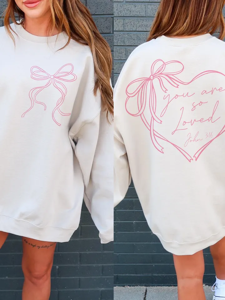 Coquette Bow You Are So Loved PNG, Jesus Valentine Png, Christian Valentine, Bible Verse Shirt Design, Christian Coquette PNG, John 3:16 PNG