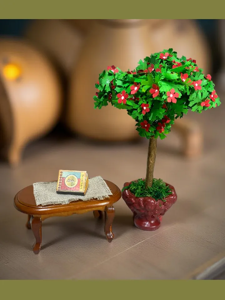 Tree in a floor planter for a dollhouse in a scale of 1:12. Miniature dollhouse. Handmade. Plant for a doll.