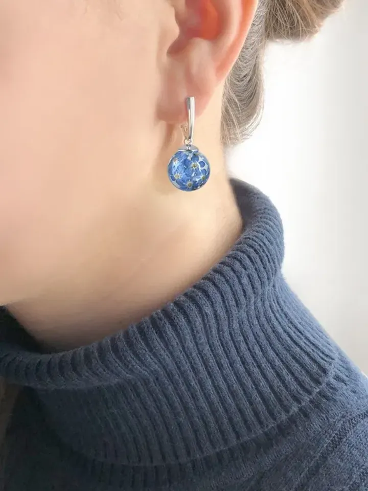 Silver earrings with forget-me-nots