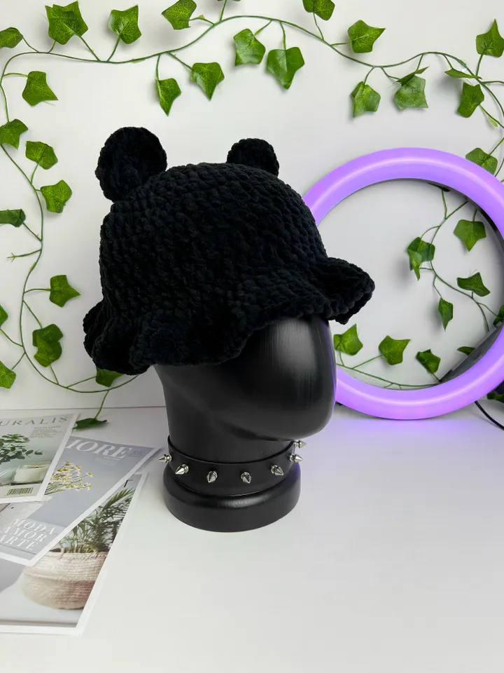 Crochet Cute Bear Bucket Hat
