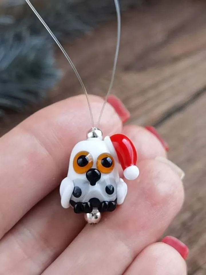 Polar owl ornaments owl gifts owl decor Christmas ORNAMENTS Christmas gifts Glass figurines Christmas tree blown glass art arctic animals