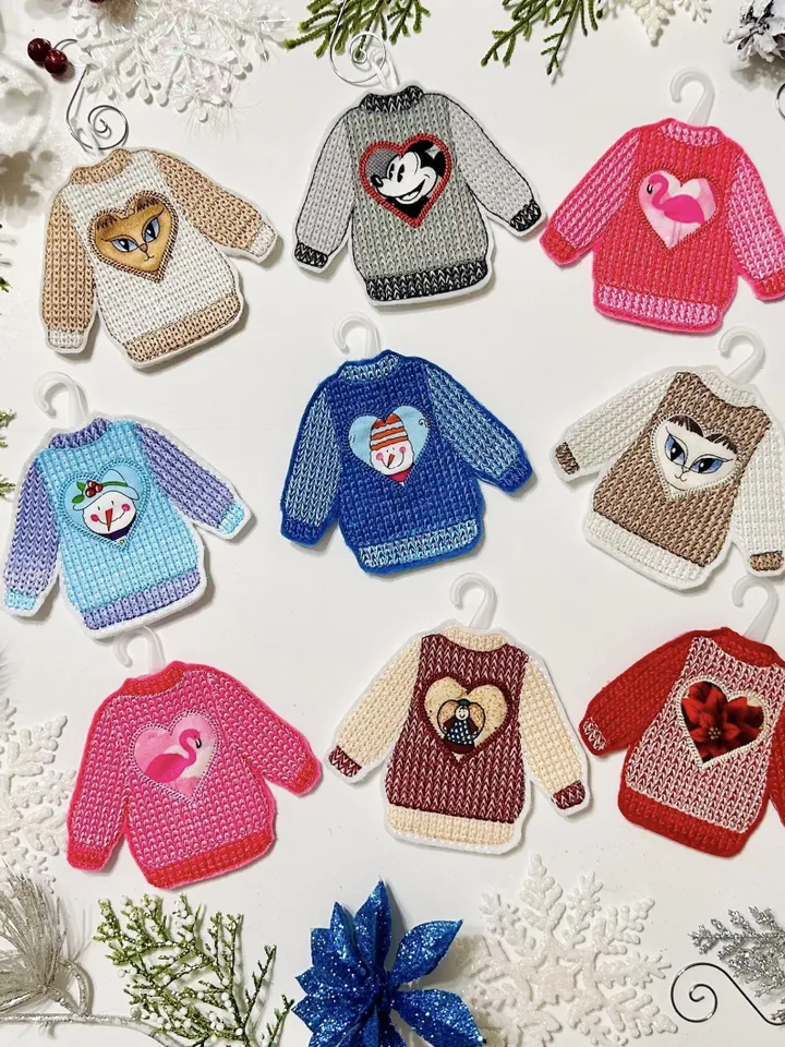 Set of interior or New Year's toys "Knitted sweaters"