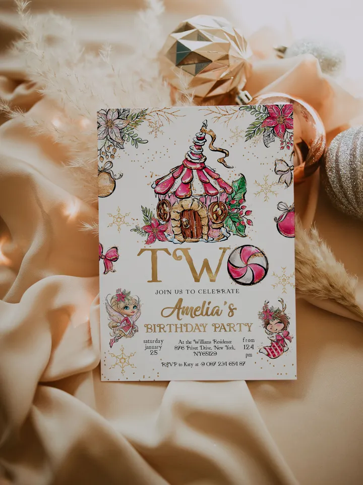 Christmas Pixie Birthday Invitation; Magical Fairy Invitation; Enchanted Fairy Birthday Party Invitation; Christmas Birthday any age; CF1