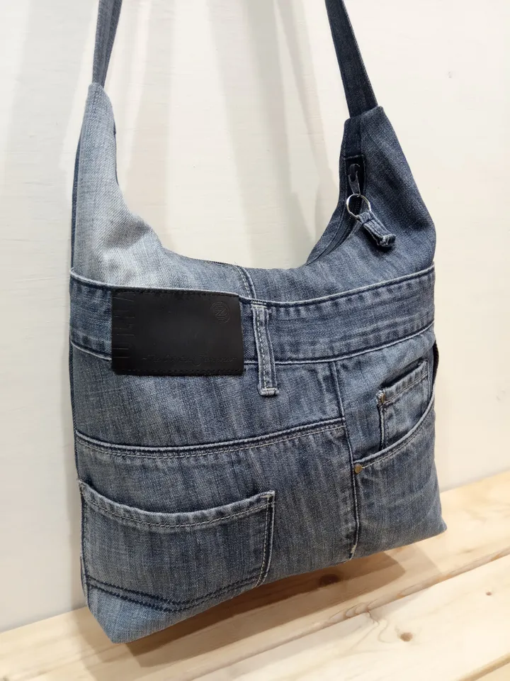Comfortable Hobo denim shoulder bag handmade- crossbody purse