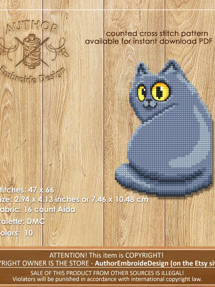 Funny cat Corner bookmark cross stitch pattern download PDF Cat cross stitch chart, Cat bookmark digital pattern PDF, Cat lover gift #B258