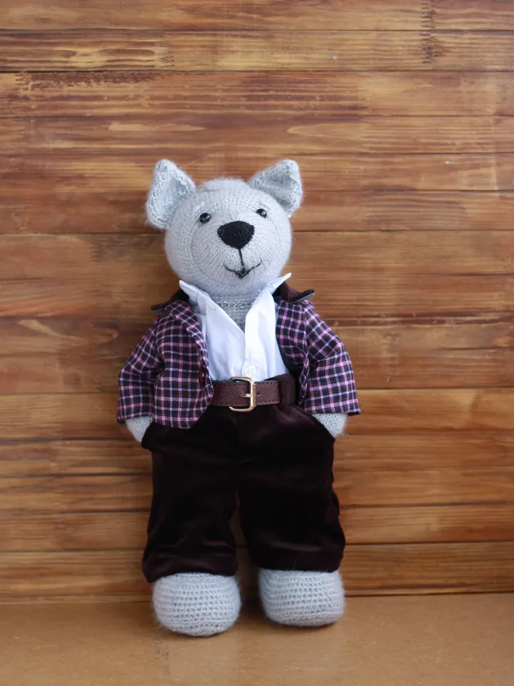 Handmade organic stuffed animal toy Dog/ Natural Waldorf toy/ Collectible soft figurine