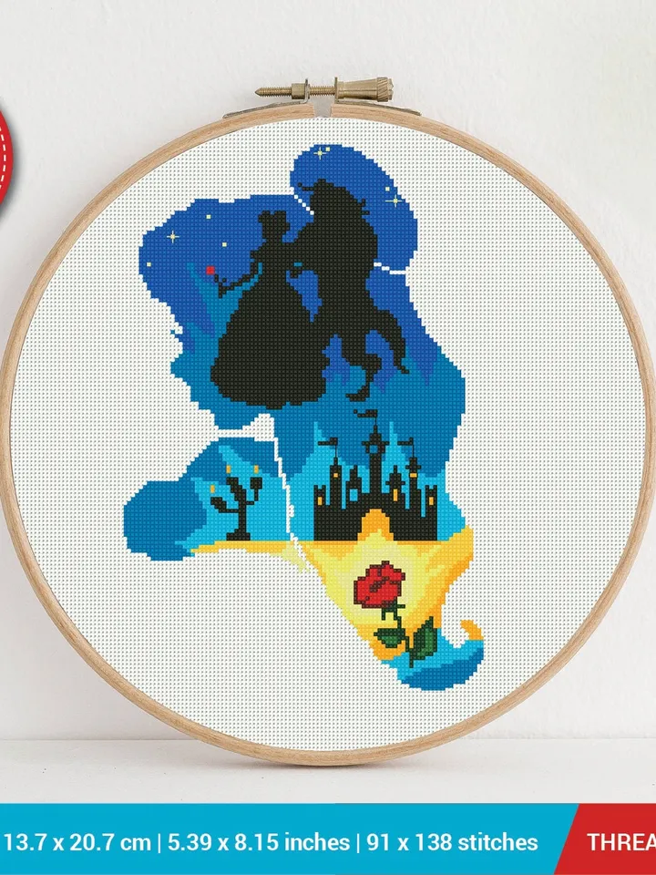 Belle Silhouette Cross stitch pattern | Embroidery Pattern | Instant Download | Embroidery Designs