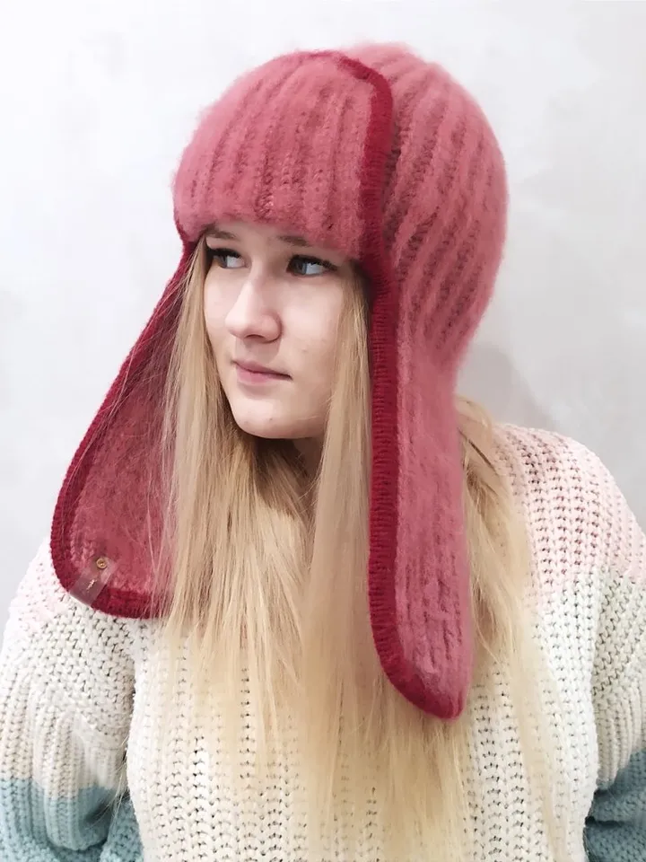 Hat pink womens warm winter