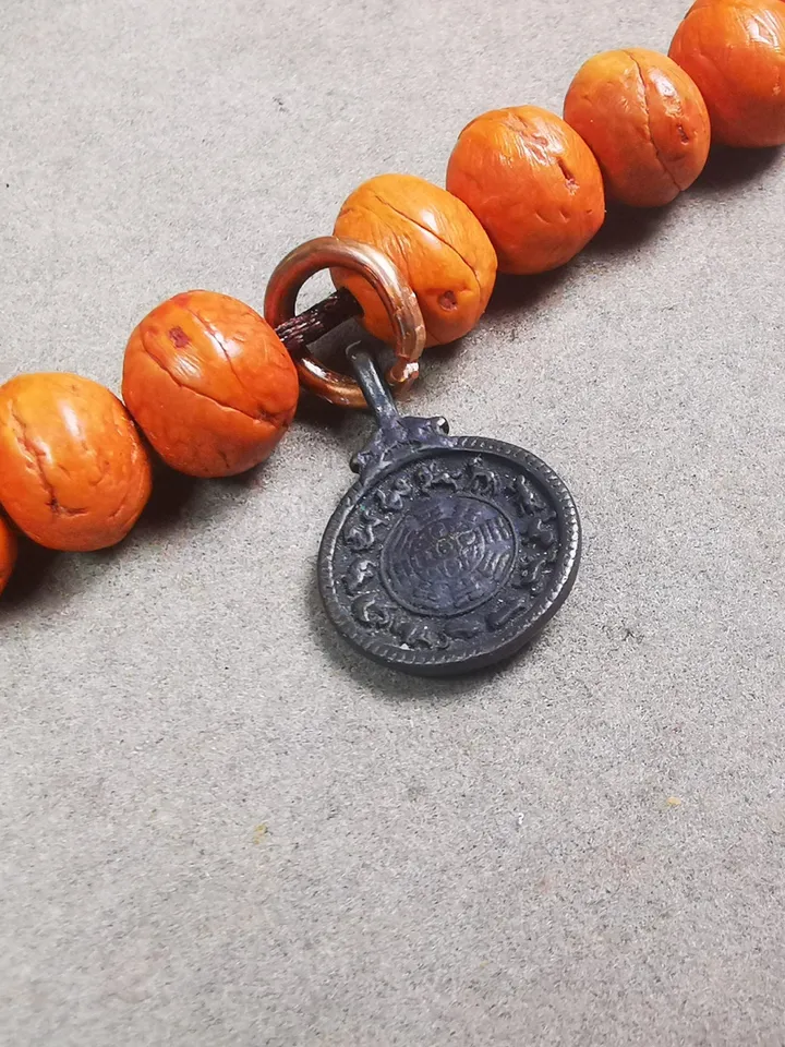 Gandhanra Handmade Tibetan Mala Pendant,Small Calendar Melong Amulet for Prayer Beads,Bag Hanging,0.7" × 0.47"