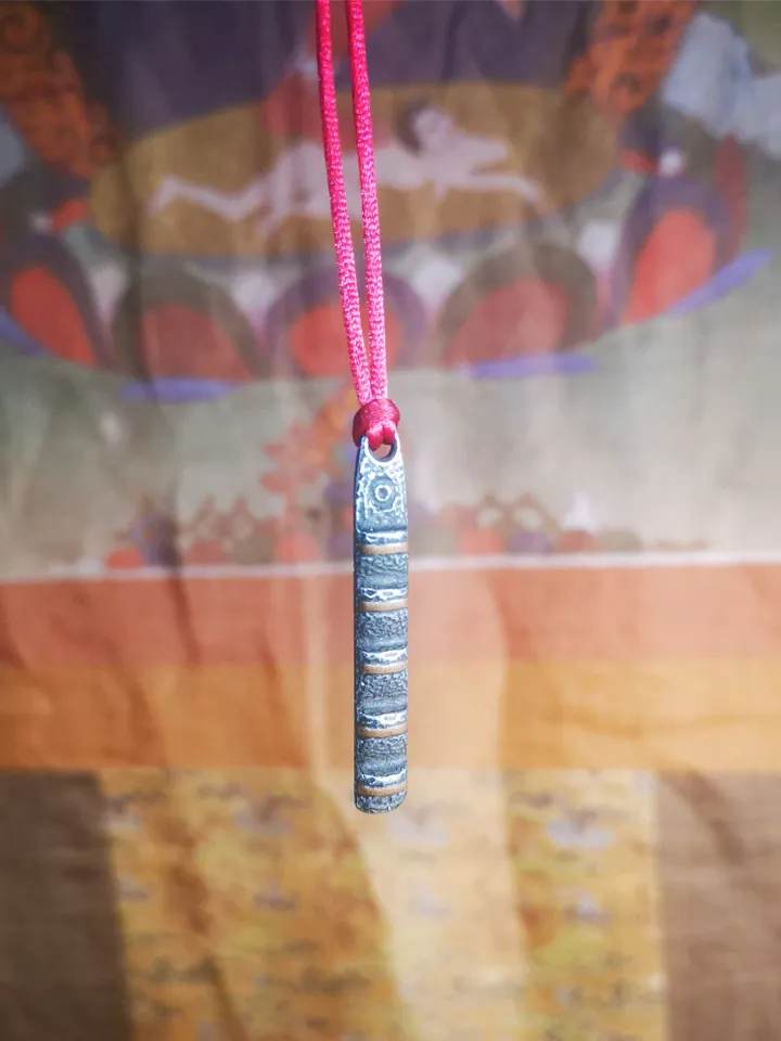 Gandhanra Handmade Tibetan Amulet Pendant,Tibetan Ladder of Heaven, Made of Cold Iron,1.77"