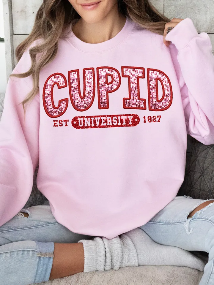 Faux Sequin Png Cupid University PNG, Valentine PNG, Valentines Day T Shirt Design, Love, Cupid, Heart, PNG, Digital Download, Trendy Vday