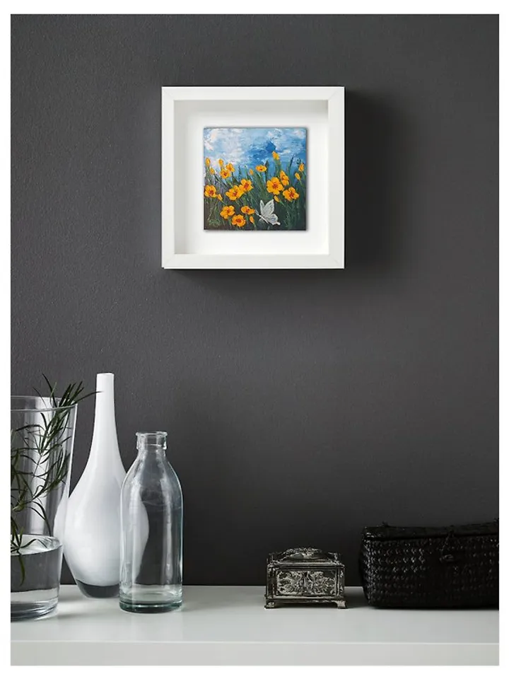 Ranunculus Painting Butterfly Original Art Wildflowers Wall Art Oil Painting
