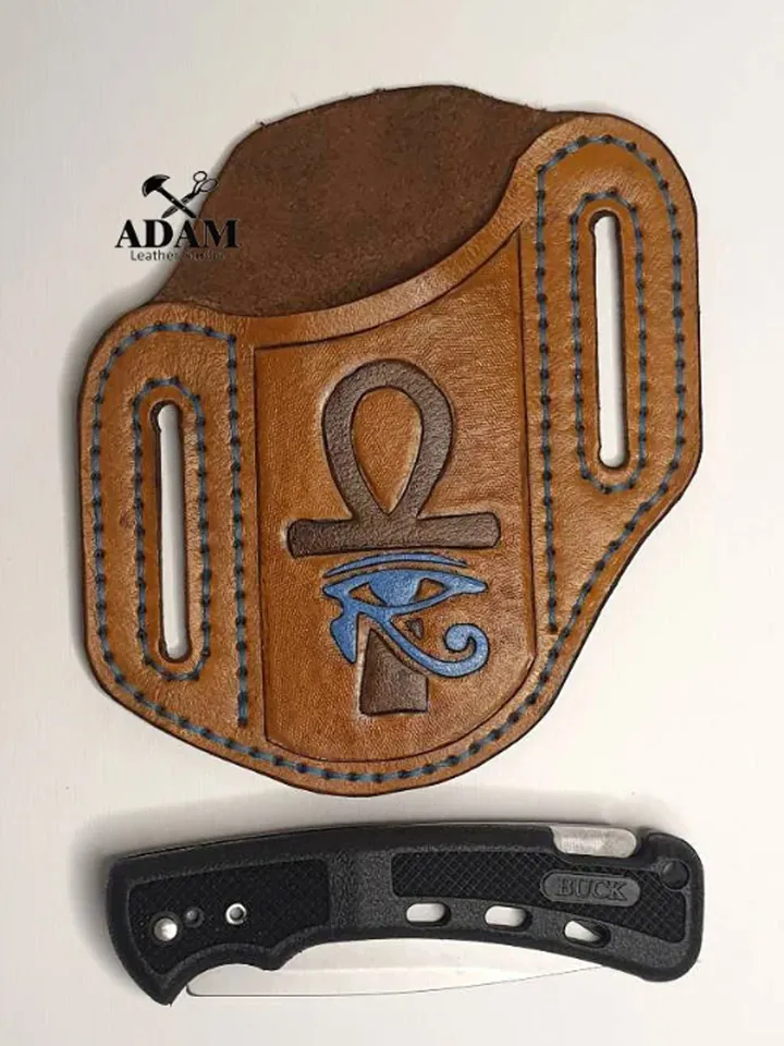 Pancake sheath, Right or Left Hand Carry For Pocket Knife, with Leather tooling / carving Patterns / sheaths. PDF digital download.