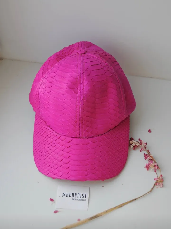 Genuine python skin women baseball cap | women accessories | exotic leather cap | purple genuine python skin | Fuchsia leather cap