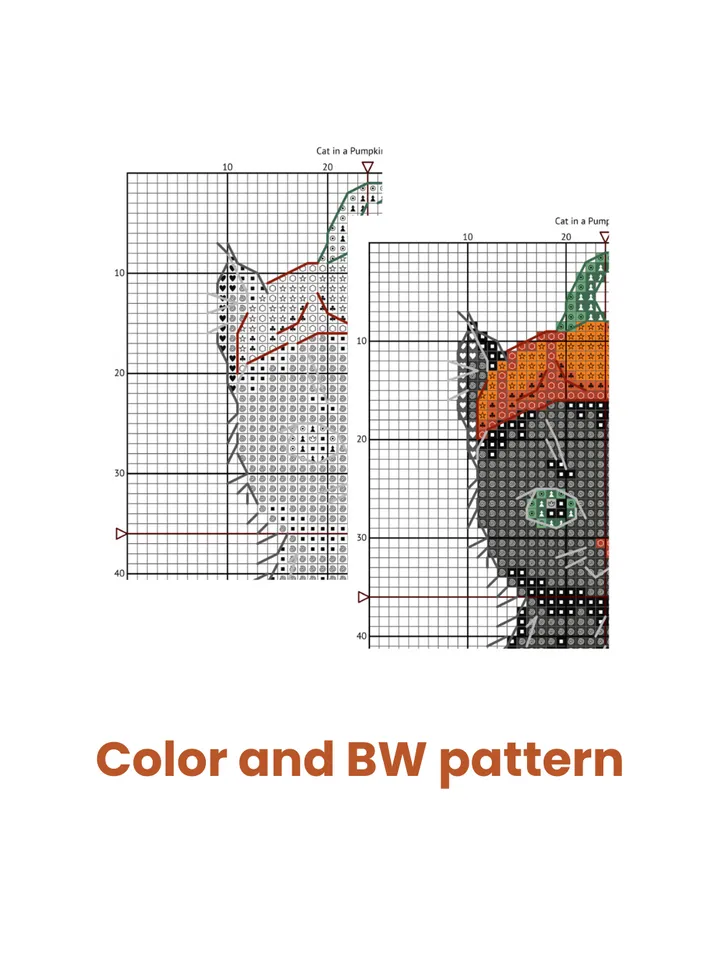 Cross stitch pattern "Cat in a pumpkin" PDF, Halloween gift idea