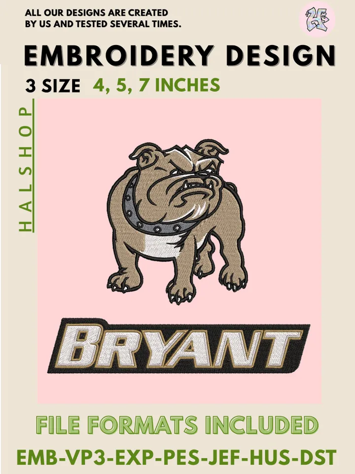 Bryant Bulldogs Logo Embroidery Design – NCAA College Team Machine Embroidery Files 🏈🔥