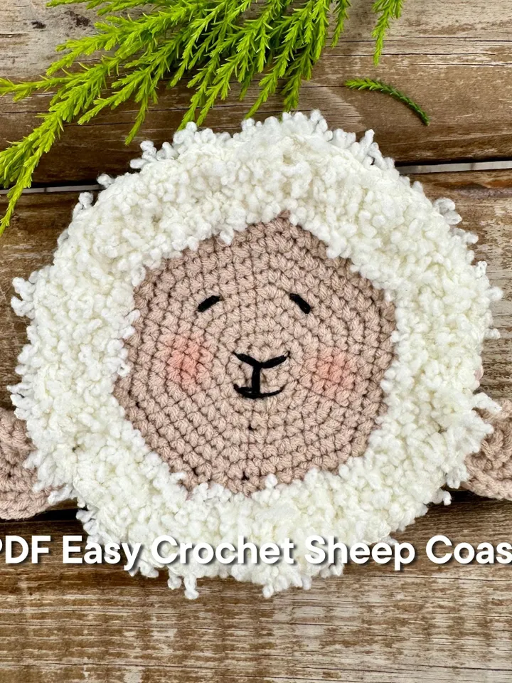 CROCHET SHEEP Lamb Coaster pattern - Lamb Coaster Crochet Pattern Cute Instant Digital Download PDF english