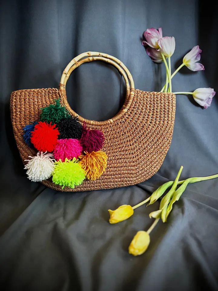 Raffia Shopper Bag, Eco-Friendly, shoulder tote, summer women handbag, boho hobo pouch, cottegecore, bucket, market handbag, wicker basket