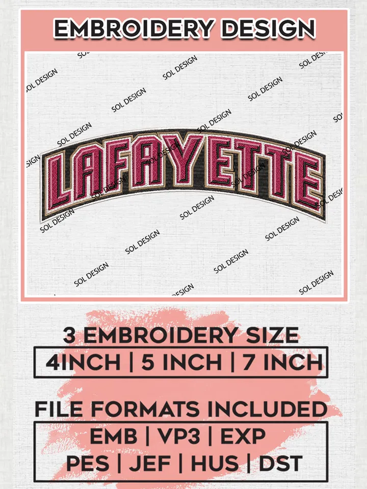 NCAA Lafayette College Team Word Logo Embroidery Design Files, NCAA Lafayette Leopards Machine Embroidery, NCAA Teams, 3 sizes, NCAA Machine embroidery designs, Digital Download