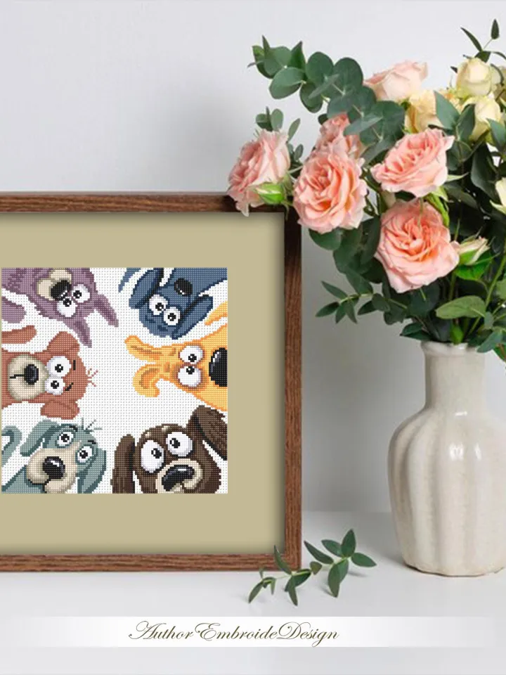 Funny dogs cross stitch pattern PDF instant download Pet cross stitch chart for beginners, Dog pattern digital PDF, Dog lover gift #K70