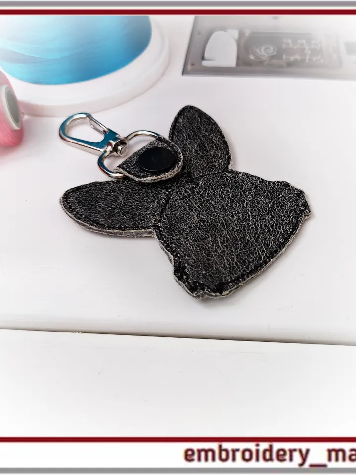 In the hoop Keychain Jolly Bunny embroidery design ITH key fob