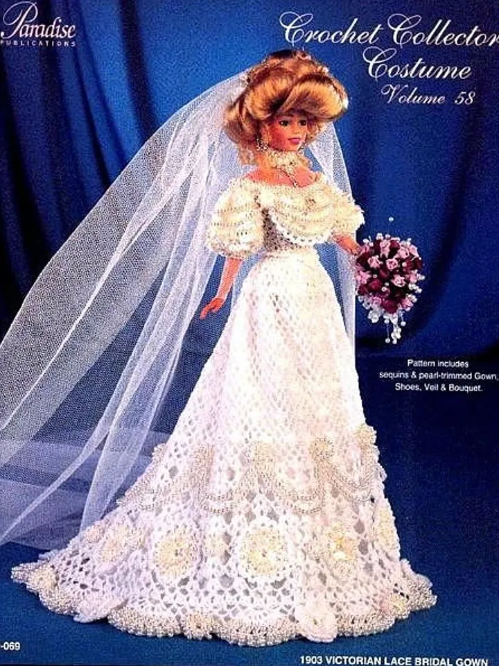 Barbie Dress Crochet Pattern Vintage for Dolls 11-1/2" Digital Download PDF